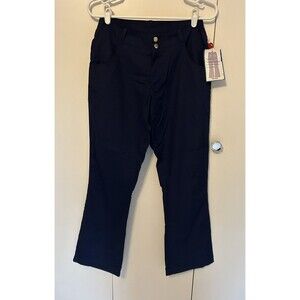 Crest Scrub Pants Navy Women's Indigo Nursing Snap Zipper Flare Leg Size 4 NWT